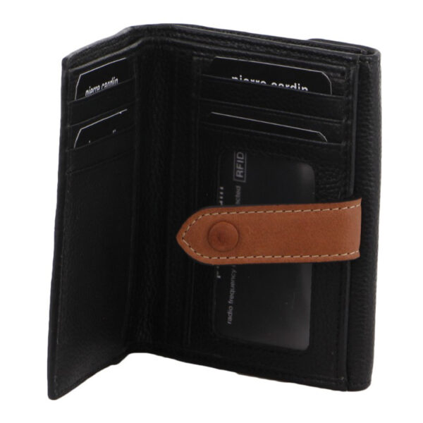 Fanno-Bi-Fold Leather Wallet for Women with RFID Protection and Coin Compartment Black