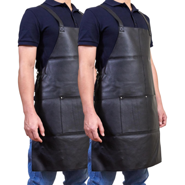 Fanno-2x Professional Leather Apron with Pockets Adjustable Straps for Chefs Barbers