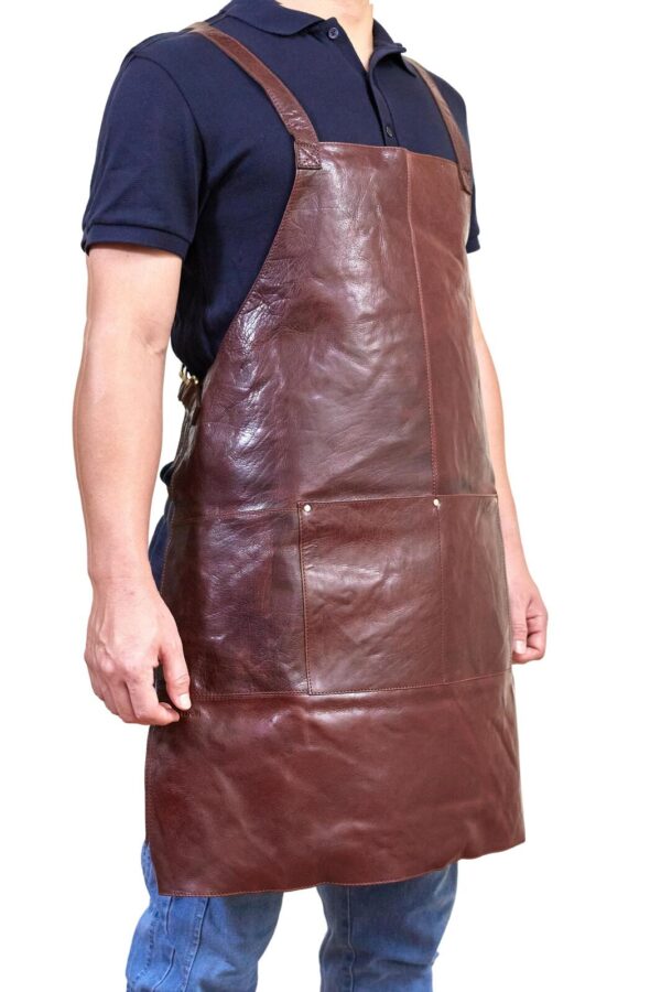 Fanno-Professional Leather Apron with Pockets Adjustable Straps for Chefs Barbers and More