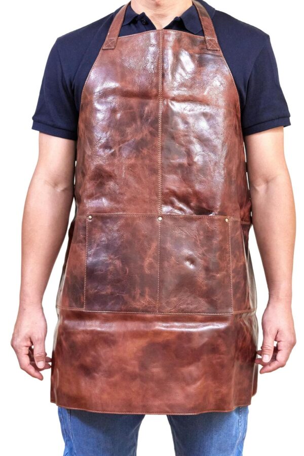 Fanno-Professional Leather Apron with Pockets Adjustable Straps for Chefs Barbers and More