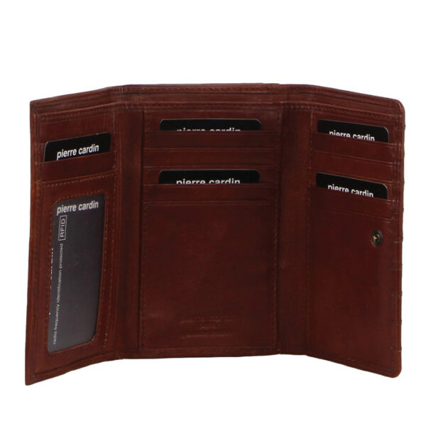 Fanno-Leather Tri-Fold Wallet with RFID Protection Credit Card Slots and ID Window