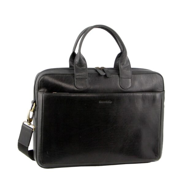 Fanno-Leather Business Bag for Travel with Padded Laptop Section and Adjustable Strap