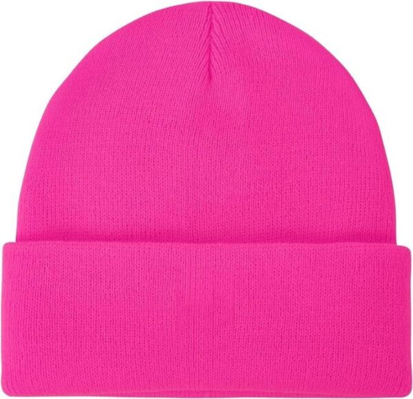 Fanno-Unisex Winter Warm Beanie Hat Ski Cap One Size Acrylic Solid Color Fluro Pink