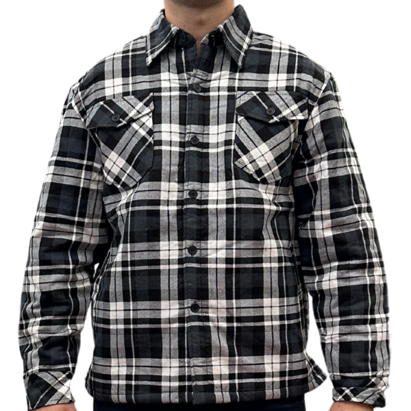 Fanno-Mens Quilted Flannelette Shirt Jacket 100% Cotton Long Sleeve Warm Winter Wear