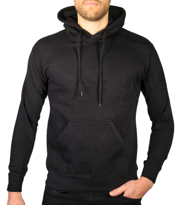 Fanno-100% Cotton Fleece Hoodie Pullover Sweatshirt for Men Warm Classic Black Large