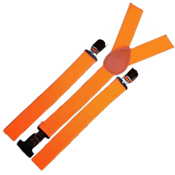 Fanno-Men's Adjustable Clip On Suspenders Elastic Braces Formal Wedding Slim Fit Fluro Orange