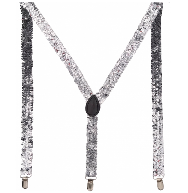 Fanno-Sequin Suspenders Unisex Adjustable Clip On Elastic Y-Back Braces for Parties