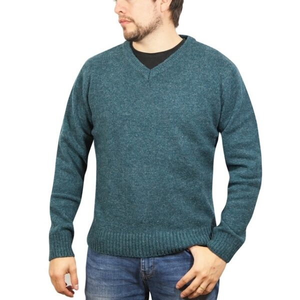 Fanno-100% Shetland Wool V Neck Knit Jumper Pullover Mens Sweater Warm Winter Wear 3XL