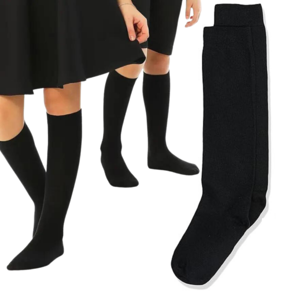 Fanno-Knee High School Uniform Socks for Kids Cotton Rich Black Size 2-8 10-12 Years