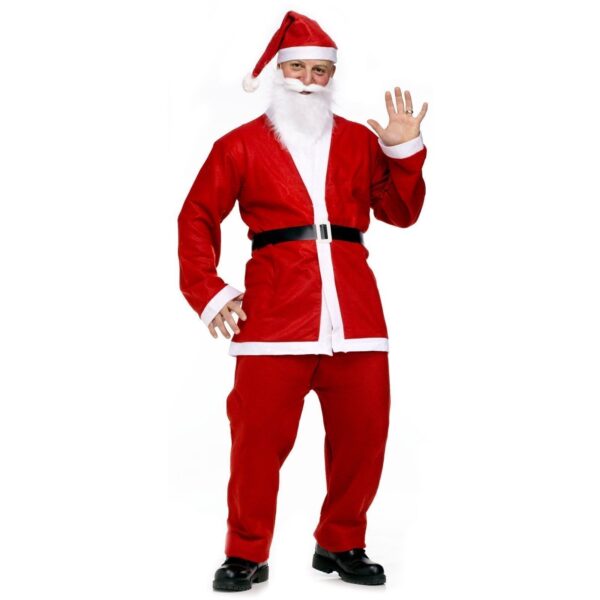 Fanno-Adult Santa Claus Costume Suit for Christmas Party Outfit Includes Hat Beard Jacket Trousers