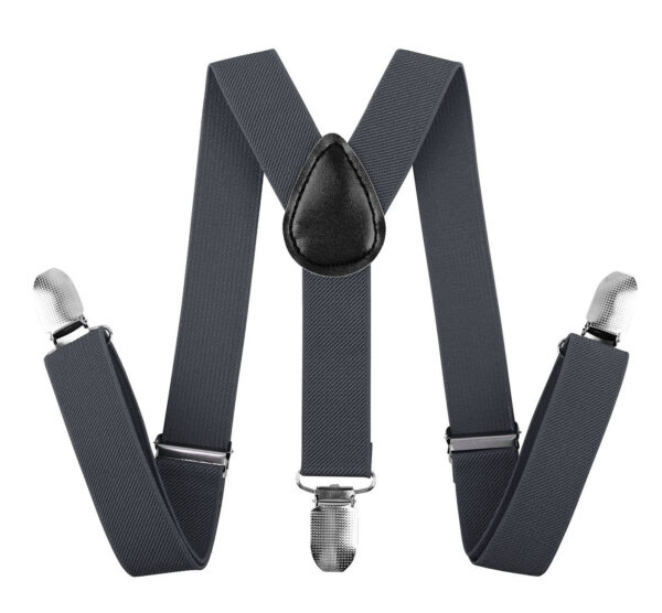 Fanno-35mm Wide Suspenders Adjustable Clip On Elastic Y-Back Braces for Men Black