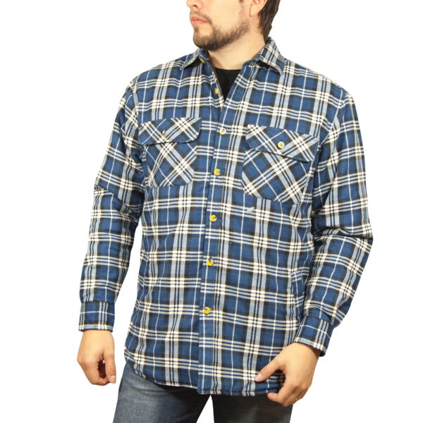 Fanno-Quilted Flannelette Shirt Jacket for Men Warm Cotton Winter Outerwear 3XL