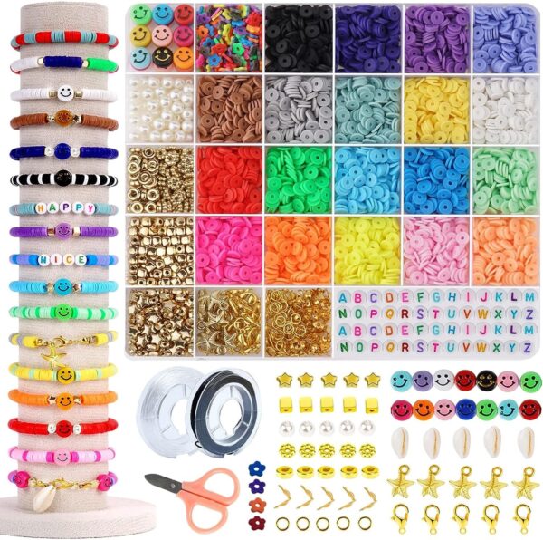 Fanno-Clay Heishi Beads Jewellery Making Kit 5300pcs 20 Colours Smiley Face Beads