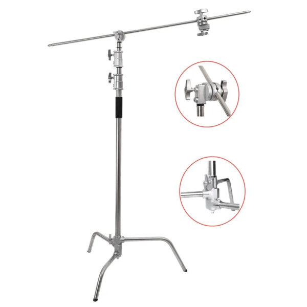 Fanno-Heavy Duty Studio C-Stand with Gobo Arm and Grip Heads for Photography Lighting