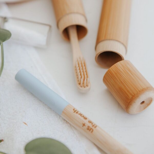 Fanno-Eco-friendly Bamboo Toothbrush Set with Travel Case and Stand for Sustainable Living