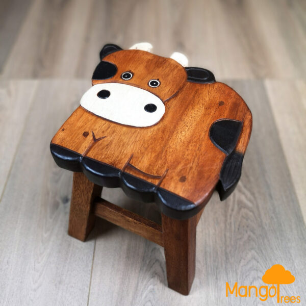 Fanno-Kids Wooden Stool Animal Design Eco-Friendly Solid Raintree Step Stool 200kg Capacity