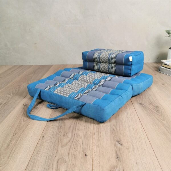 Fanno-Foldable Meditation Cushion and Yoga Block Set Handmade Cotton Organic Kapok