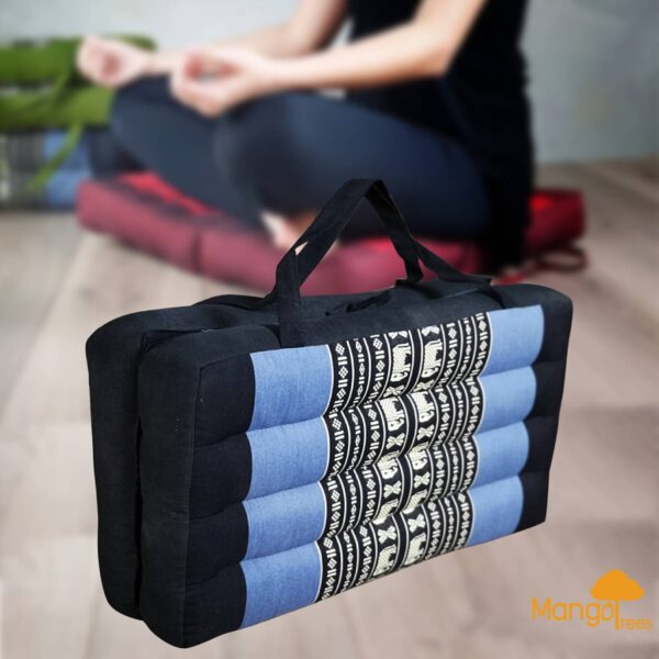 Fanno-Foldable Meditation Cushion Yoga Mat Organic Kapok Supportive Comfortable Blue