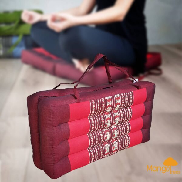 Fanno-Foldable Meditation Cushion Yoga Mat Organic Kapok Supportive Comfortable Red