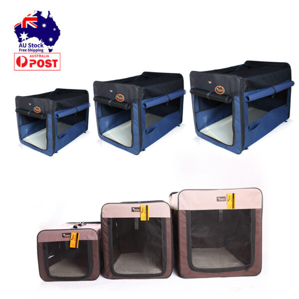 Fanno-Portable Soft Pet Carrier Crate for Indoor Outdoor Use Navy Blue 82x58x58CM