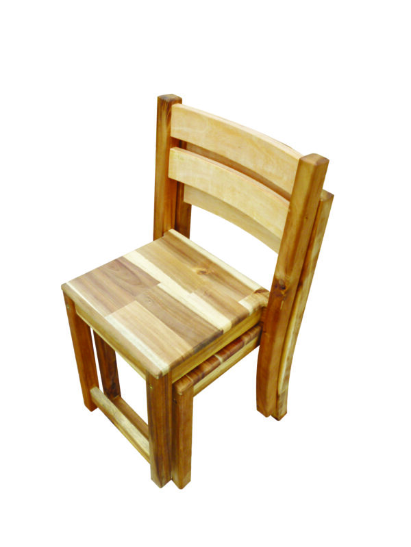 Fanno-Stacking Chair for Teenagers Study Corner Indoor Outdoor Acacia Wood 40cm High