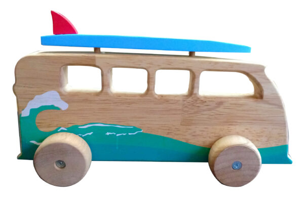 Fanno-Bumper Van Toy for Kids Adventure Beach Fun Flat Wood Design 34cm X 7cm X 18cm