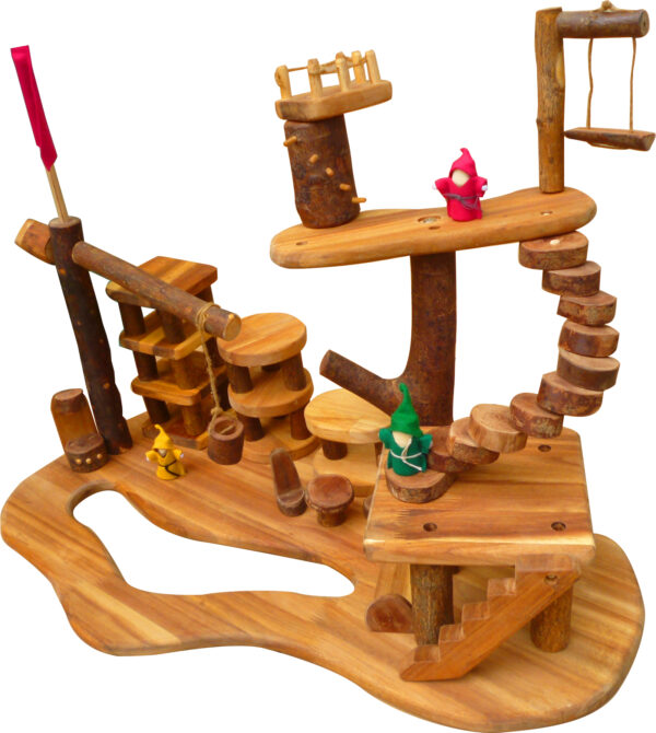 Fanno-Treehouse Complex Play Set with Dolls Furniture and Eco-Friendly Wood