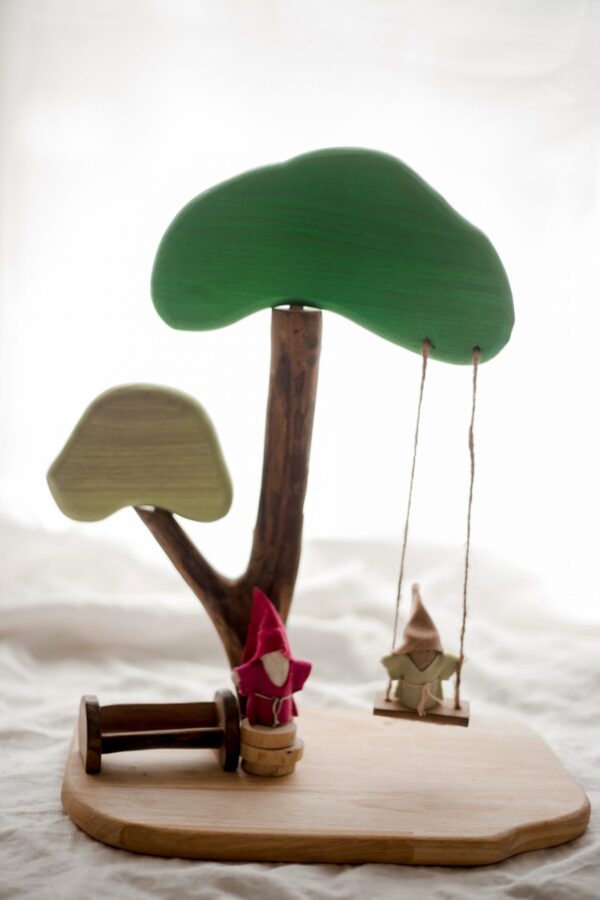 Fanno-Tree and Swing Play Set for Kids Handmade from Rubber Wood and Acacia Wood