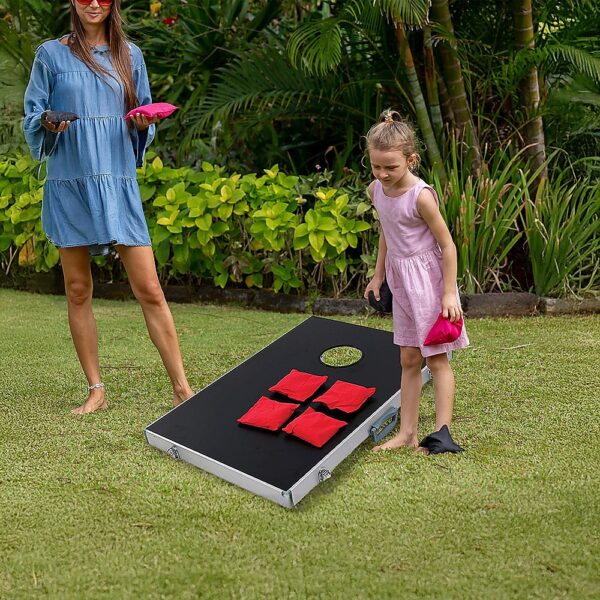 Fanno-Bean Bag Toss Game Set with 2 Platforms and 8 Bags for Outdoor Fun