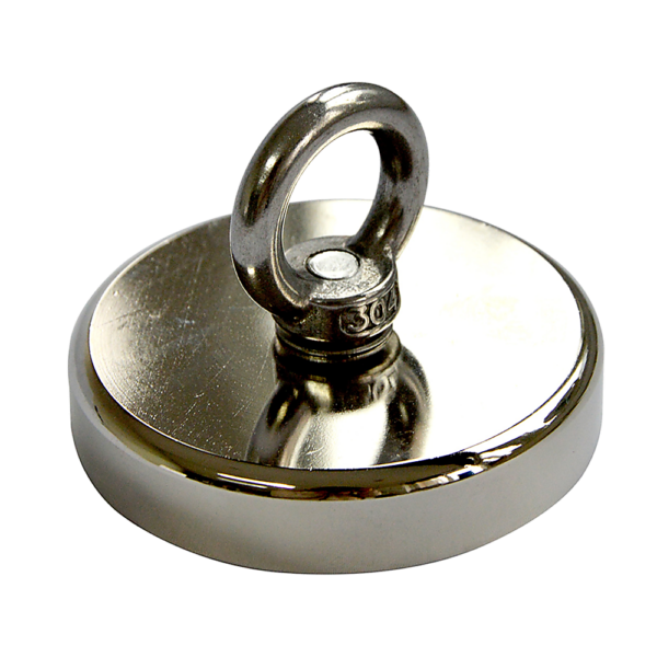 Fanno-Round Neodymium Cup Magnet with Countersunk Hole and Eyebolt 500 LBS Pull