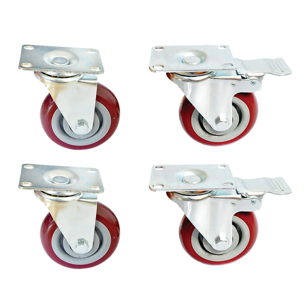 Fanno-4 x 4 Heavy Duty Polyurethane Brake Swivel Castor Wheels Set of Four