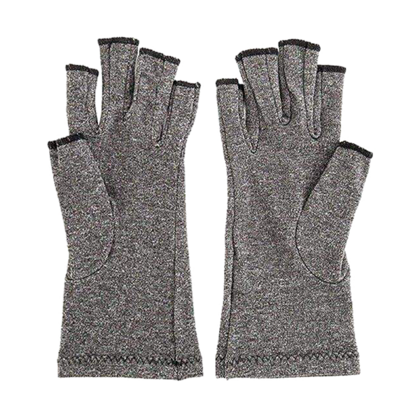 Fanno-Compression Arthritis Gloves for Hand Wrist Support Open Fingertips Medium Grey