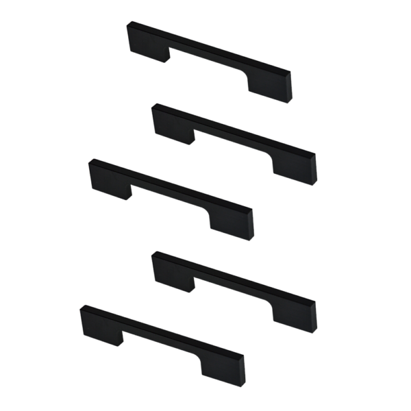 Fanno-96mm Kitchen Cabinet Door Pulls Matte Black Square Handles Set of 5 for Home Decor