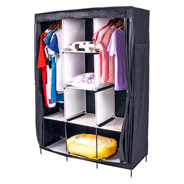 Fanno-Large Portable Clothes Closet Canvas Wardrobe Storage Organizer with Shelves