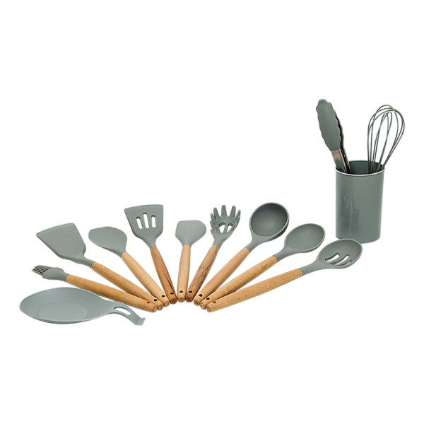 Fanno-13-Piece Silicone Kitchen Utensil Set with Holder and Hooks for Cooking and Baking