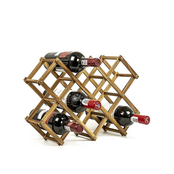 Fanno-Freestanding Wooden Wine Rack for 10 Bottles Countertop Storage Solution