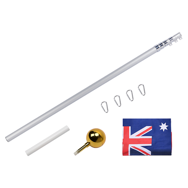 Fanno-Telescopic Flag Pole Kit 30FT Heavy Duty Aluminum with Australian Flag and Clips