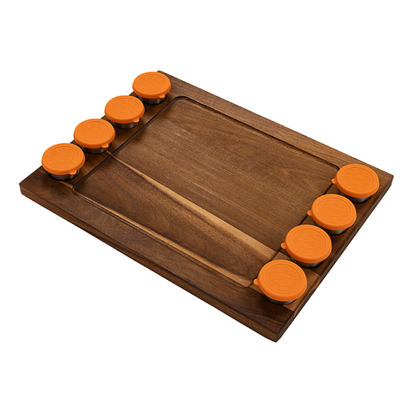 Fanno-Charcuterie Board Serving Tray 8 Cups Acacia Wood Double Sided 43cm