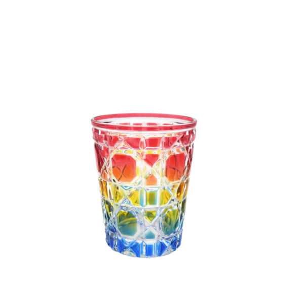 Fanno-Water Glasses Set of 4 Hand Decorated Geometric Pattern Rainbow Tumbler 250ml