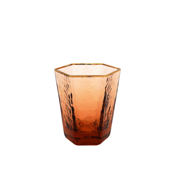 Fanno-Hexagon Crystal Glass Tumbler with Gold Rim 270ml Elegant Drinkware for Teatime