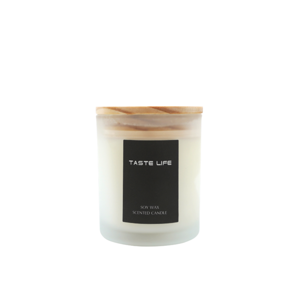 Fanno-Scented Candle in Opaline Glass with Wood Lid for Floral Ambiance and Relaxation