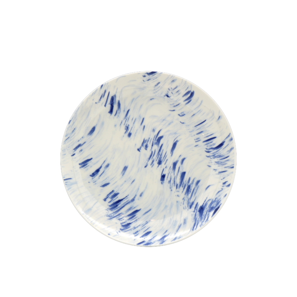 Fanno-Ceramic Dinner Plate with Cobalt Blue Wave Pattern for Kitchen or Dining Room