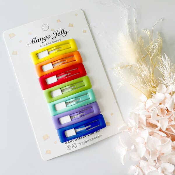 Fanno-Rainbow Hair Clips Collection 7 Snap Clips Bright Pastel Non-Slip for All Ages