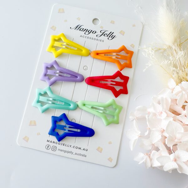 Fanno-Rainbow Hair Clips Collection 7 Snap Clips Bright Pastel Non-Slip for All Ages