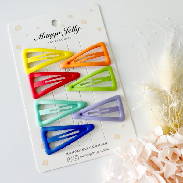 Fanno-Hair Clips Set of 7 Rainbow Pastel Snap Clips for All Hair Types and Ages