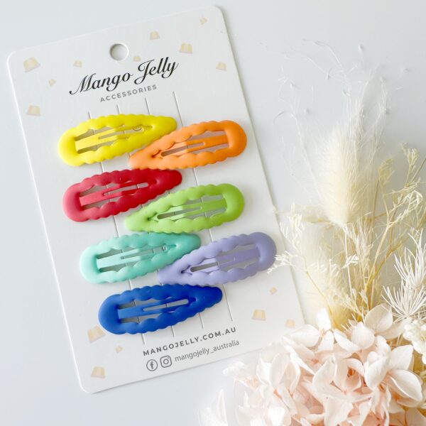 Fanno-Hair Clips Rainbow Collection 7 Snap Clips Bright Pastel Non-Slip for All Ages