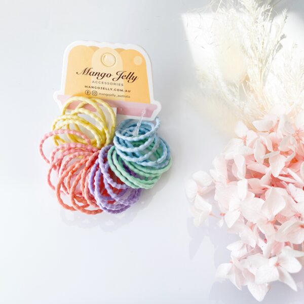 Fanno-Kids Hair Ties 30 Pieces Mixed Candy Colour for All Hair Types Three Pack