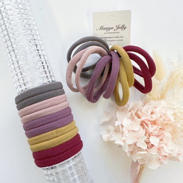 Fanno-Metal Free Hair Ties 4.5cm Blush Mixed 10 Pack Soft Stretchy for All Hair Types