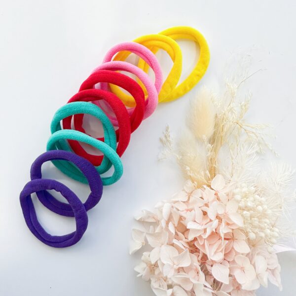 Fanno-Metal Free Hair Ties 4.5cm Mixed Colour 10 Pack Soft Stretchy for All Hair Types