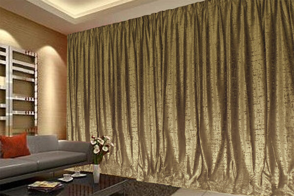 Fanno-Large Thick Velvet Curtain Set 560x230cm with 30 Hooks in Gold Olive Color